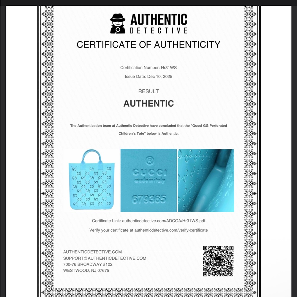 Gucci Blue Perforated Rubber Tote Bag with COA EUC - Picture 3 of 13